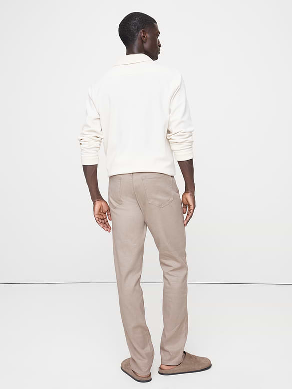 Pantalon Voyageur étroit en lin et coton