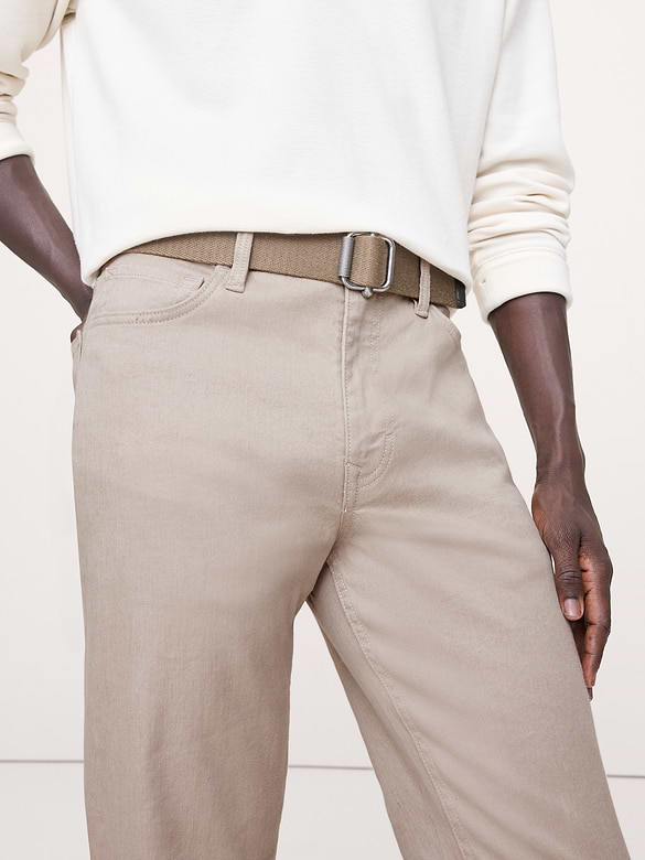 Pantalon Voyageur étroit en lin et coton