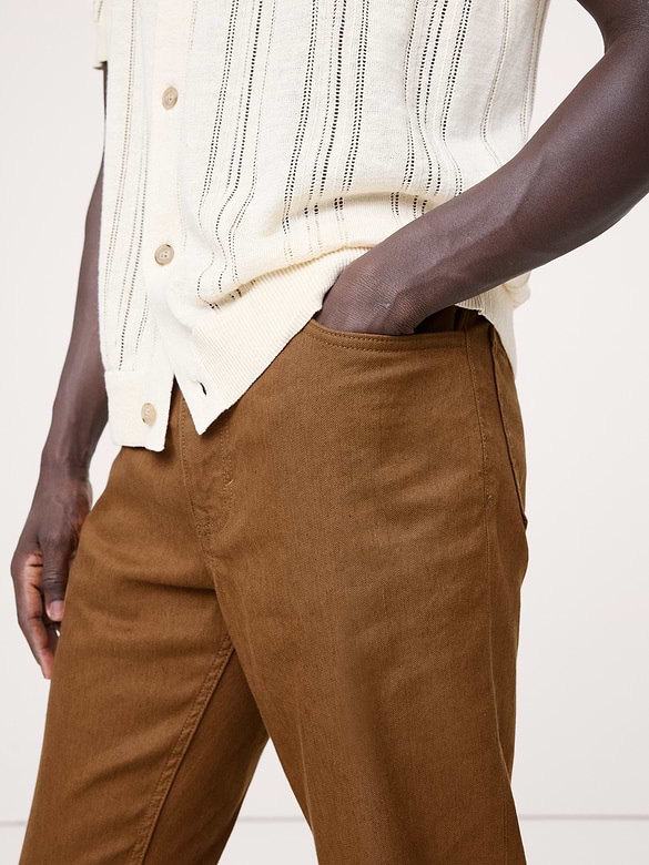 Pantalon Voyageur étroit en lin et coton
