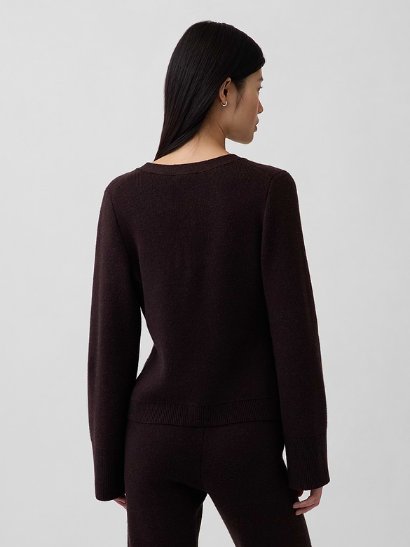 Cotton-Blend Relaxed V-Neck Cardigan Sweater