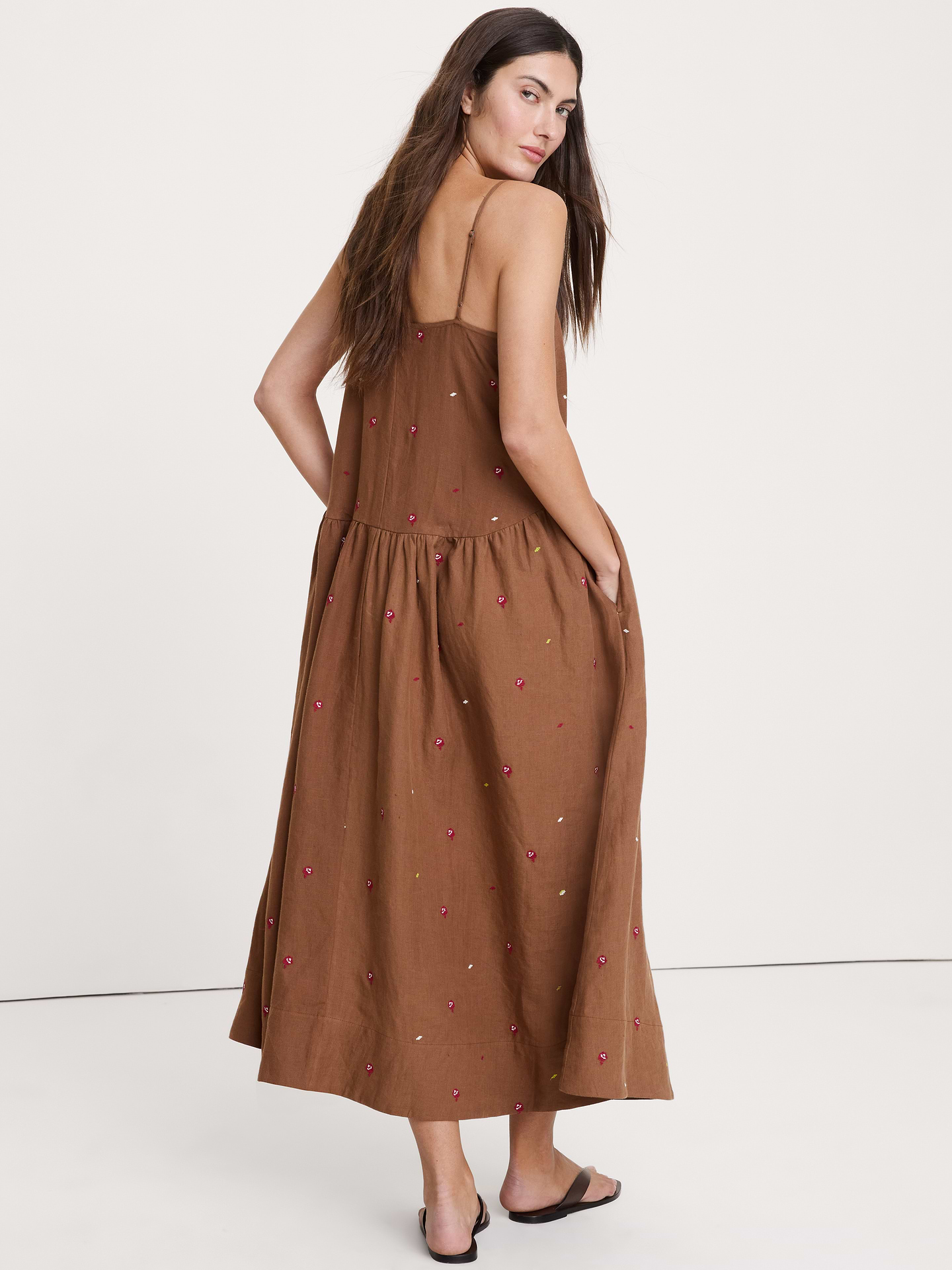 Image number 3 showing, Linen Drop-Waist Maxi Dress