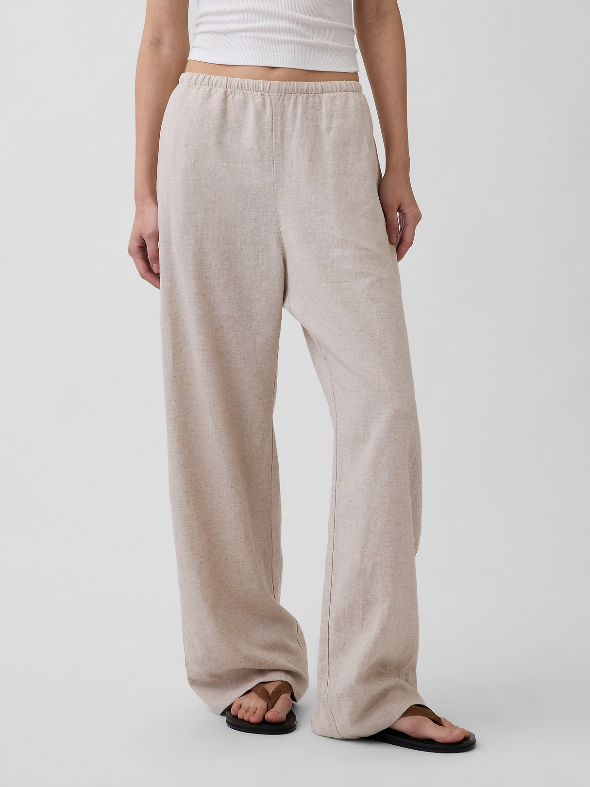 Linen-Blend Easy Wide-Leg Pants | Gap