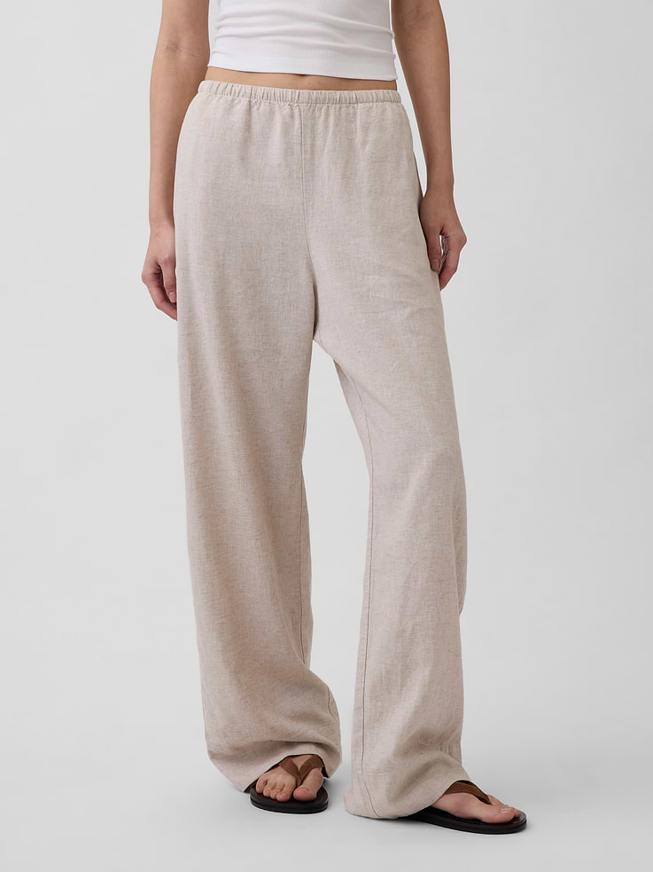 Image number 2 showing, Linen-Blend Easy Wide-Leg Pants