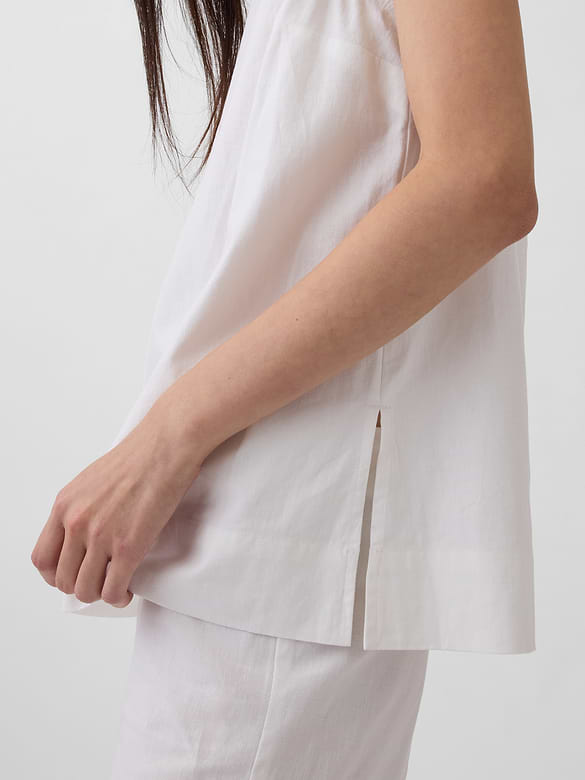 Linen-Blend Shell Tank Top