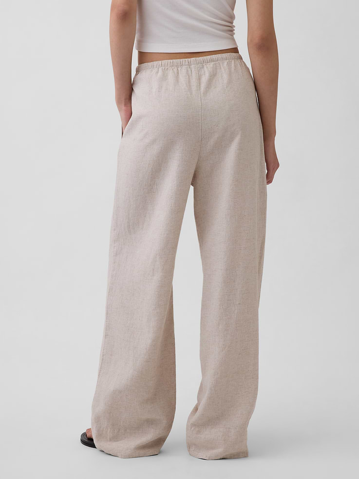 Image number 4 showing, Linen-Blend Easy Wide-Leg Pants