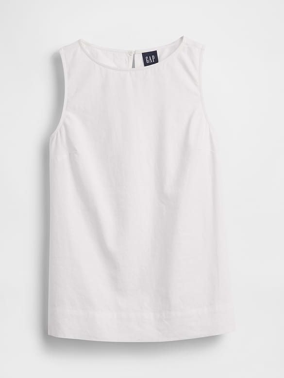 Linen-Blend Shell Tank Top