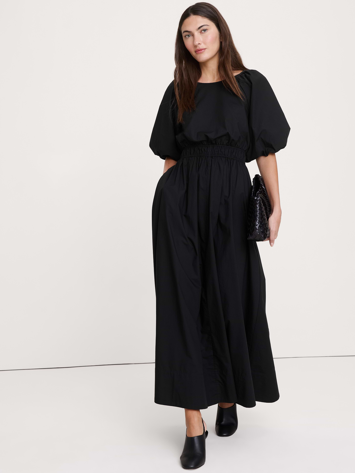Image number 1 showing, Cotton Poplin Puff-Sleeve Maxi Dress