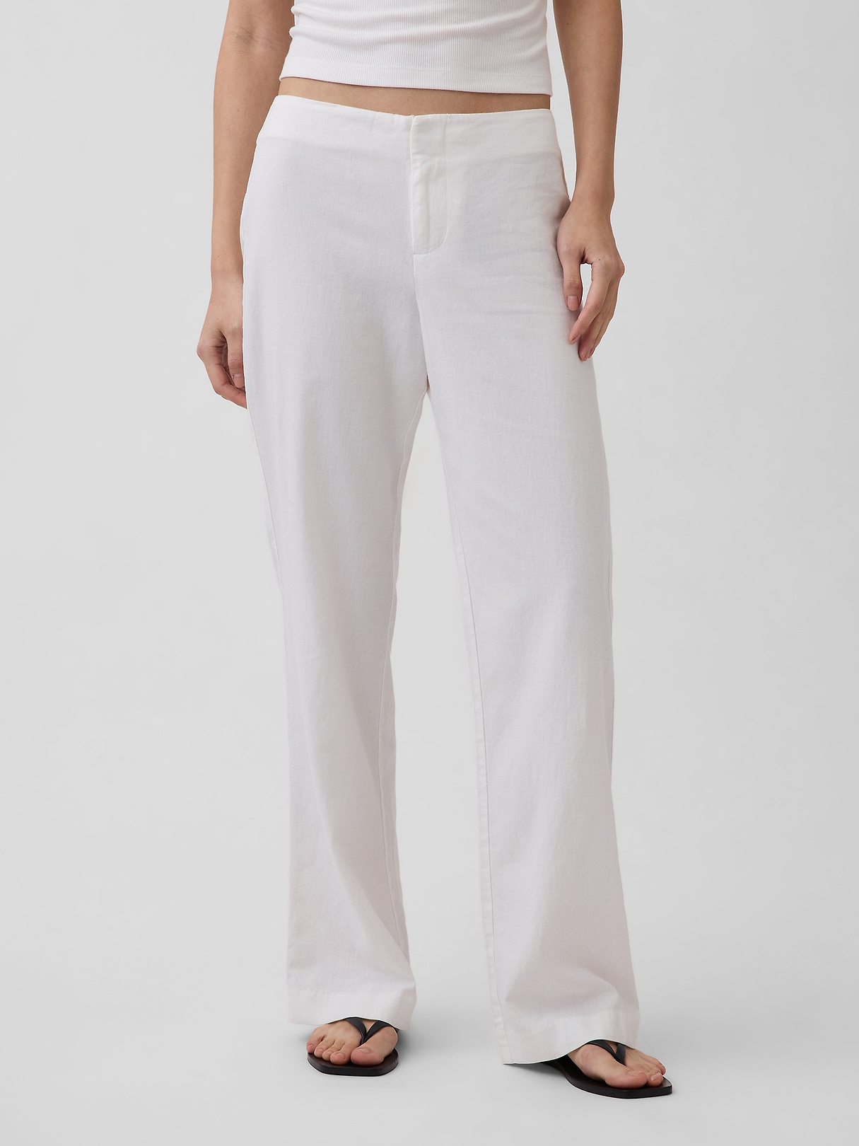 Low Rise Linen-Blend Flare Pants | Gap