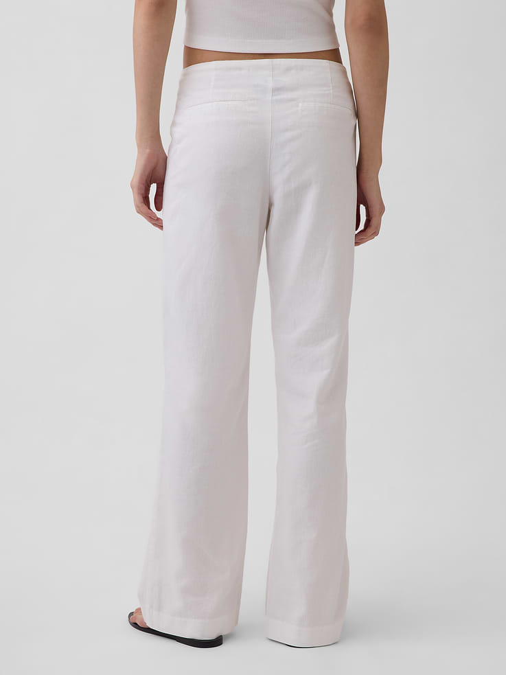 Image number 4 showing, Low Rise Linen-Blend Flare Pants