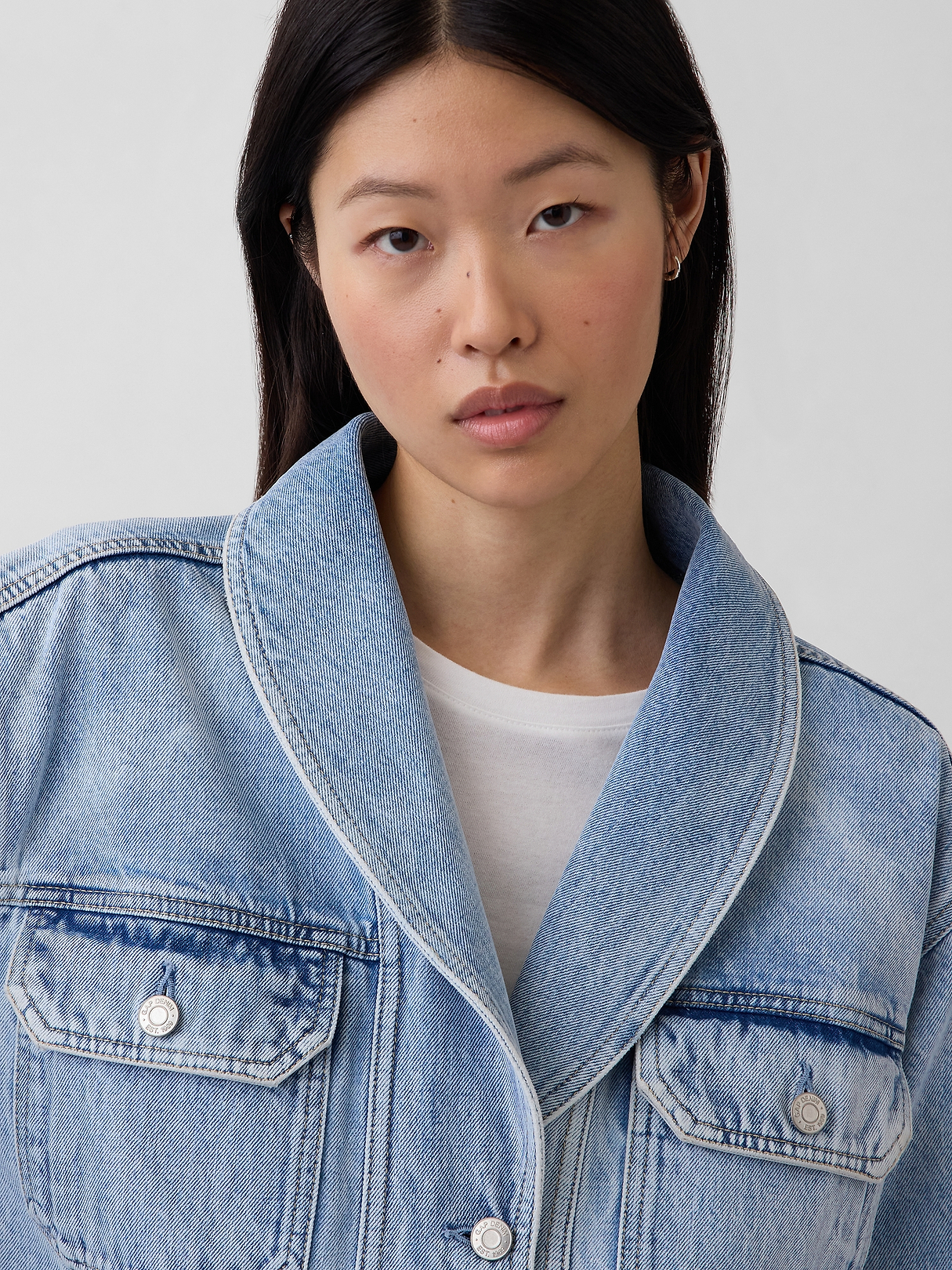 Denim Oversized Shawl Denim Jacket | Gap