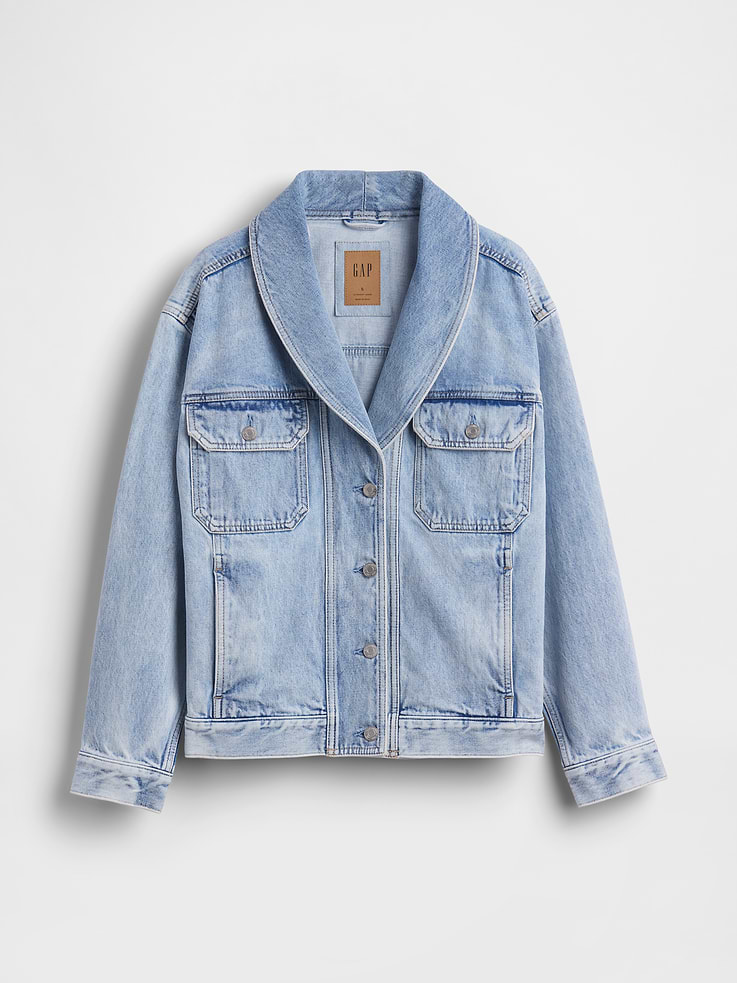 Image number 5 showing, Denim Oversized Shawl Denim Jacket