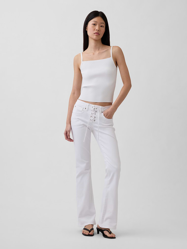 Image number 1 showing, Low Rise Long & Lean Lace-Up Jeans