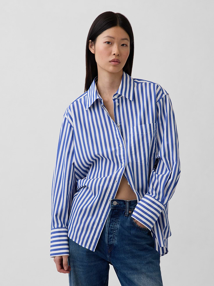 L'image numéro 1 présente Chemise ample en popeline de coton biologique
