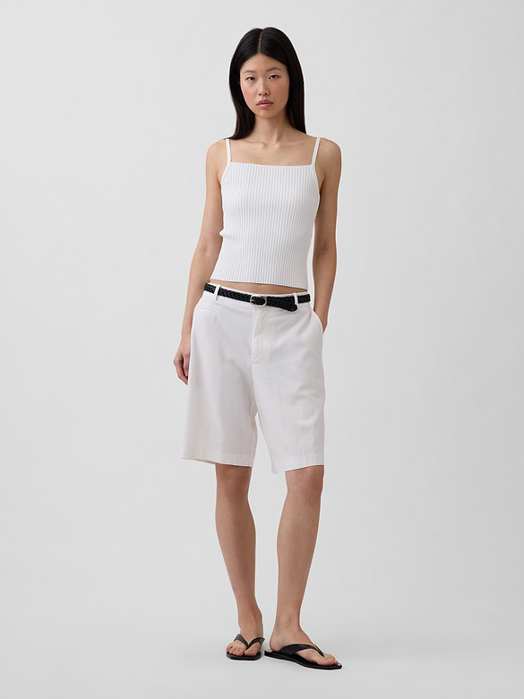 9" Low Rise Linen-Blend Trouser Shorts
