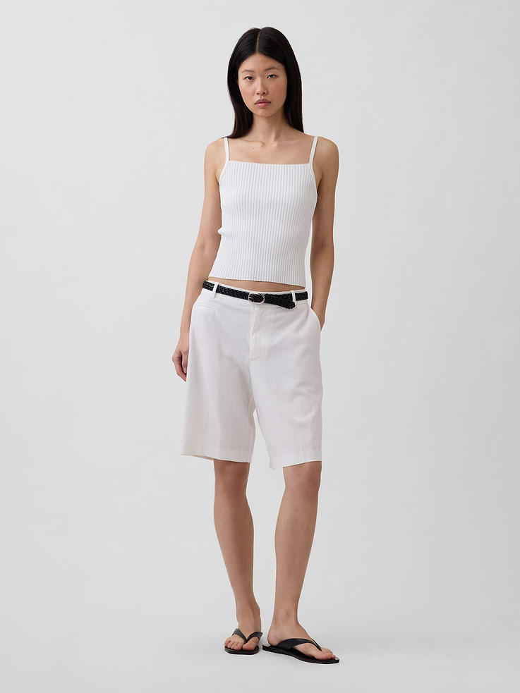 Image number 1 showing, 9" Low Rise Linen-Blend Trouser Shorts