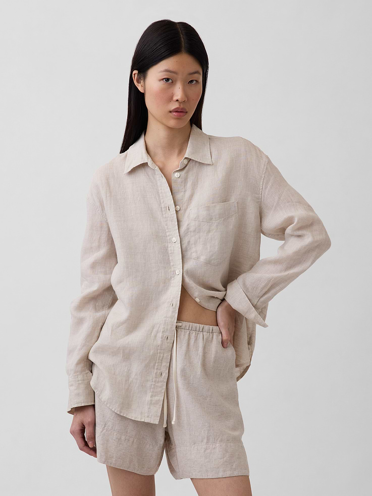 Image number 1 showing, 100% Linen Oversized Shirt