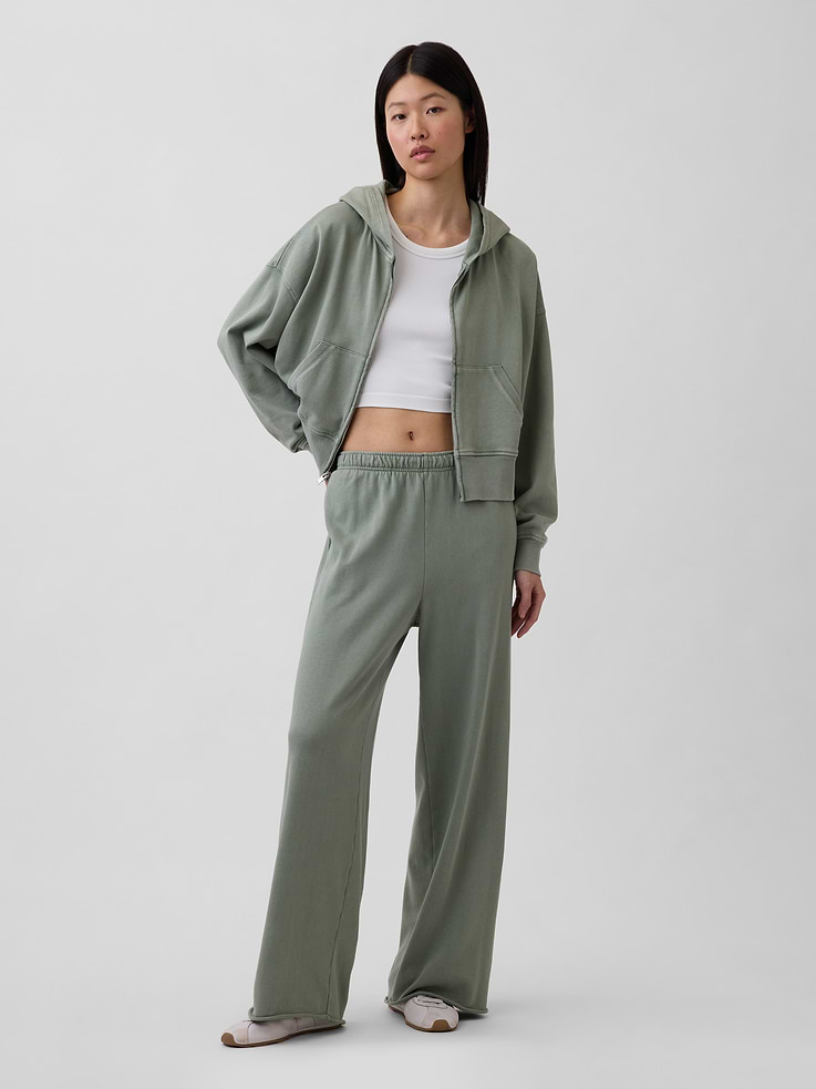 Image number 1 showing, VintageSoft Terry Wide-Leg Sweatpants