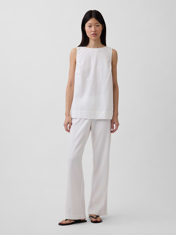 Image number 1 showing, Low Rise Linen-Blend Flare Pants