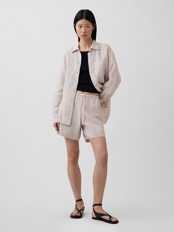 Image number 1 showing, 6" Linen-Blend Easy Shorts
