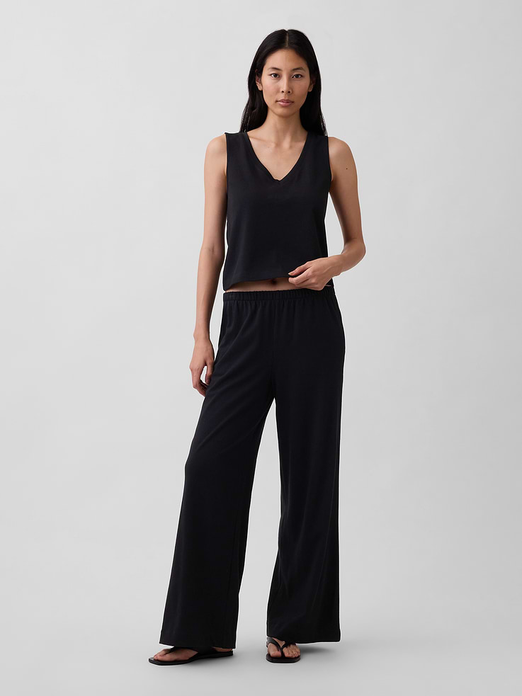 Image number 1 showing, Knit Wide-Leg Pants