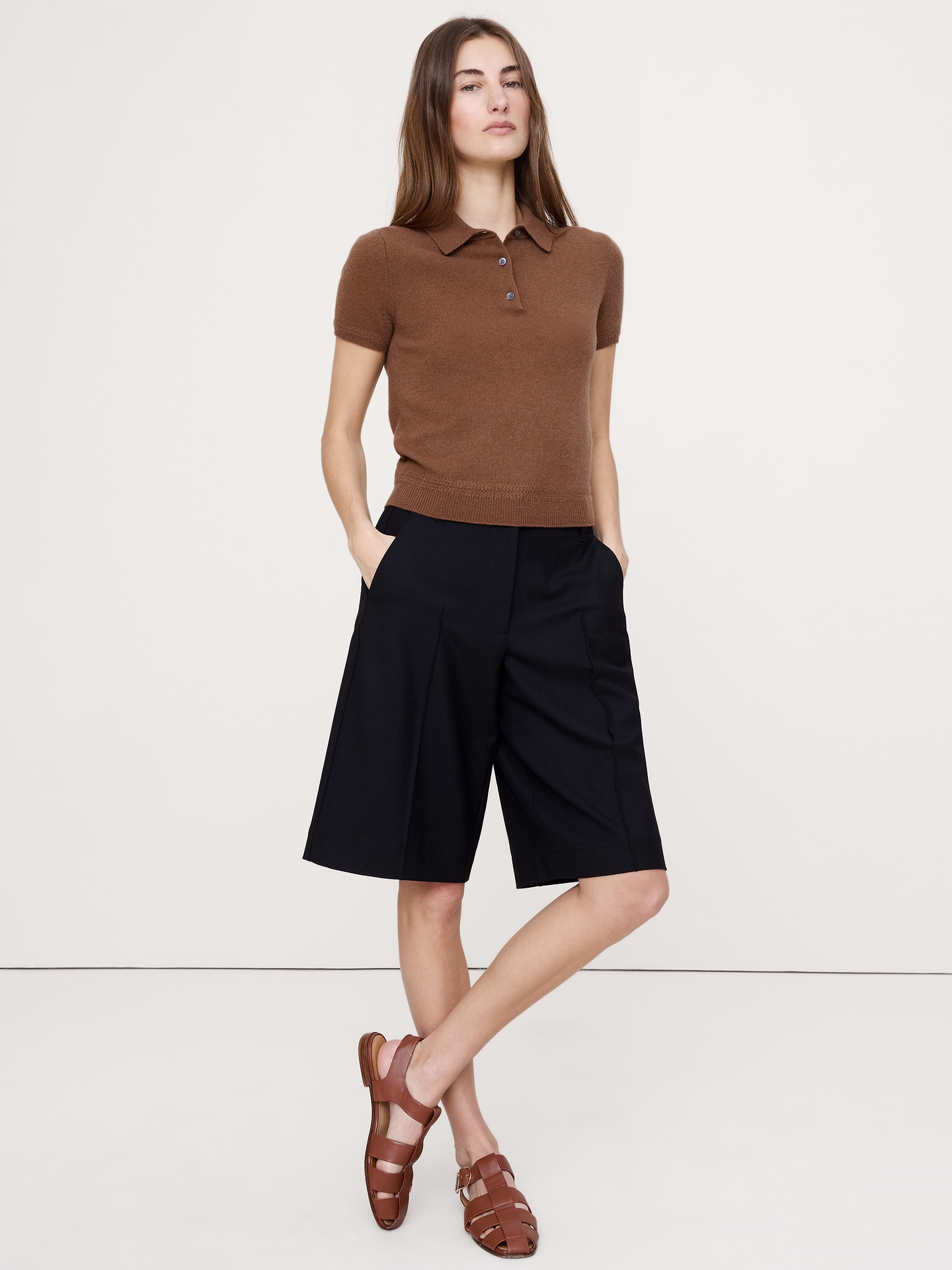 Image number 1 showing, Lightweight Cashmere Short-Sleeve Sweater Polo