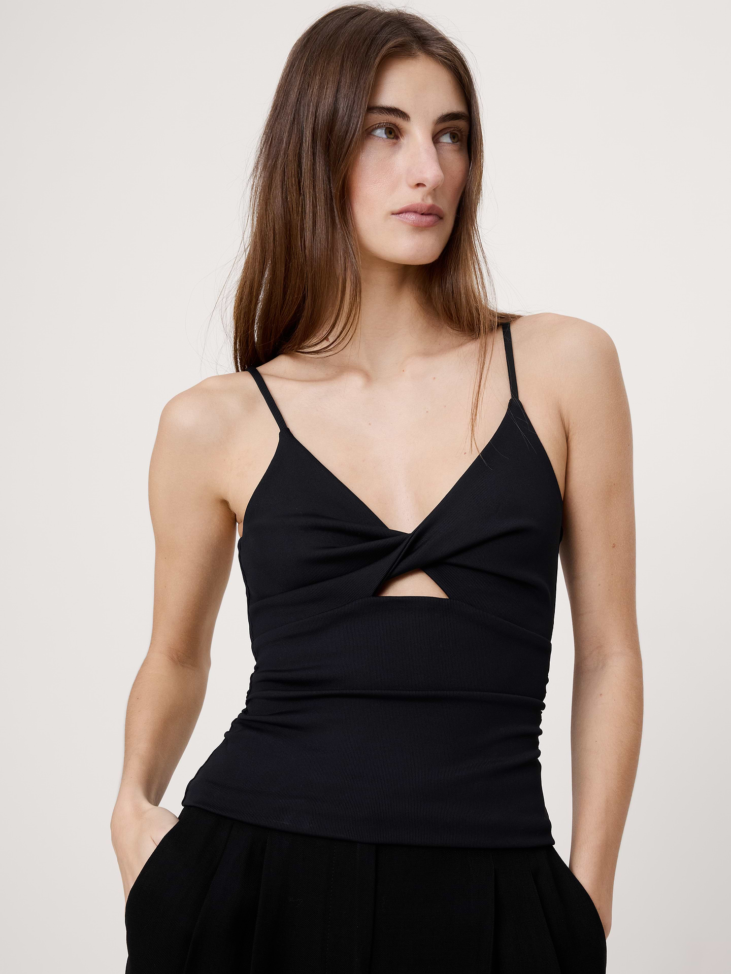 Image number 1 showing, Sculpted-Stretch Twist-Front Tank