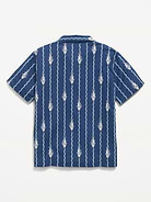 L'image numéro 2 présente Chemise en mélange de lin à manches courtes et à motif pour garçon