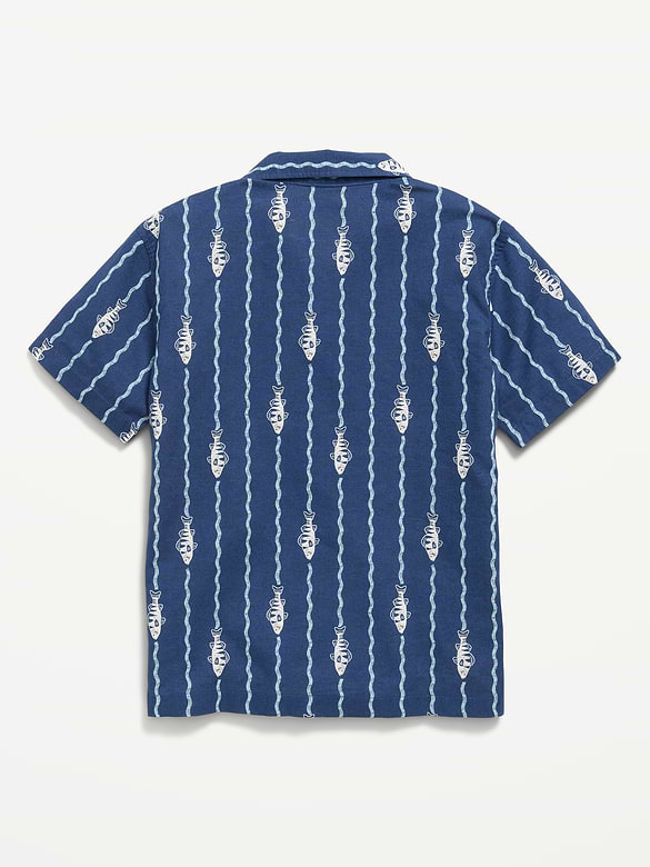 Printed Short-Sleeve Linen-Blend Shirt for Boys