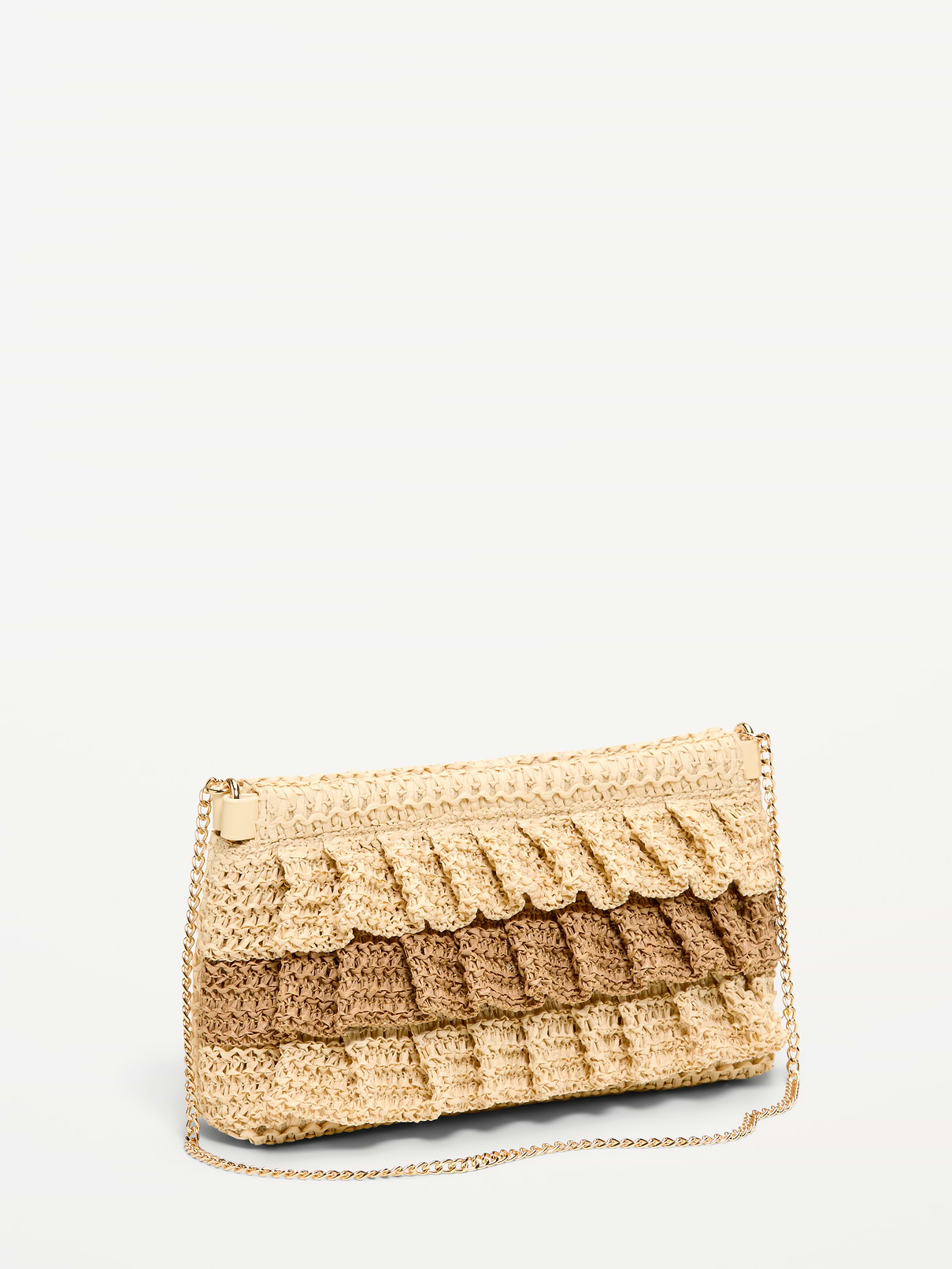 Ruffled Raffia Shoulder Bag