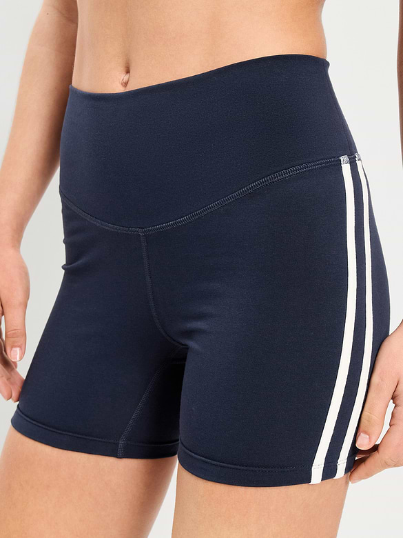 High-Waisted PowerChill Side-Stripe Biker Shorts -- 5-inch inseam