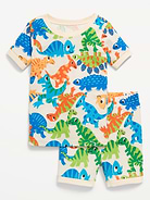Image 1 of 1, rib-knit crew neck, short sleeves, matching pajama shorts, elasticized waist, rib-knit cuffs, all-over print, Product #862197