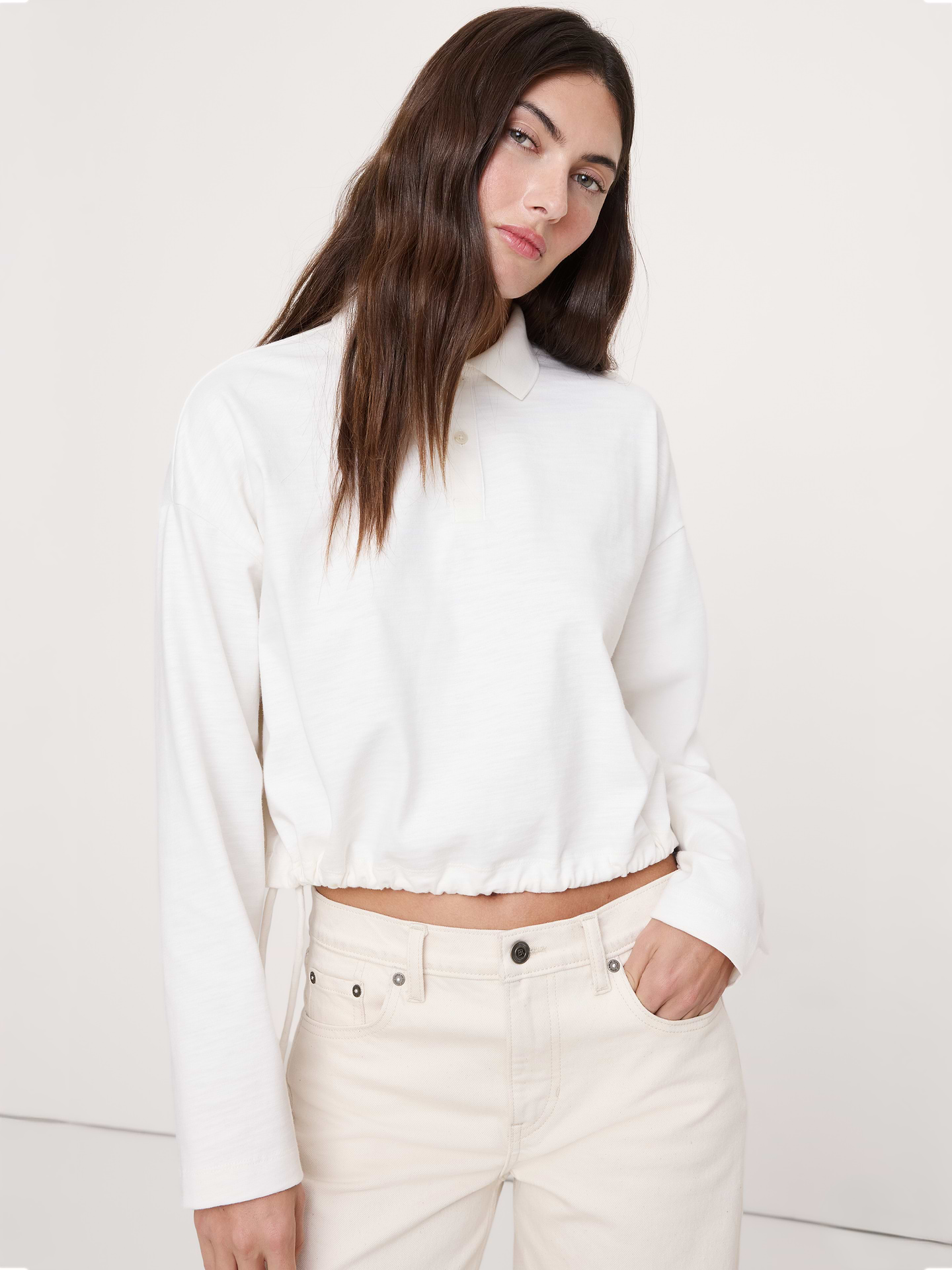 Image number 1 showing, Heavy Cotton Slub Cropped Polo