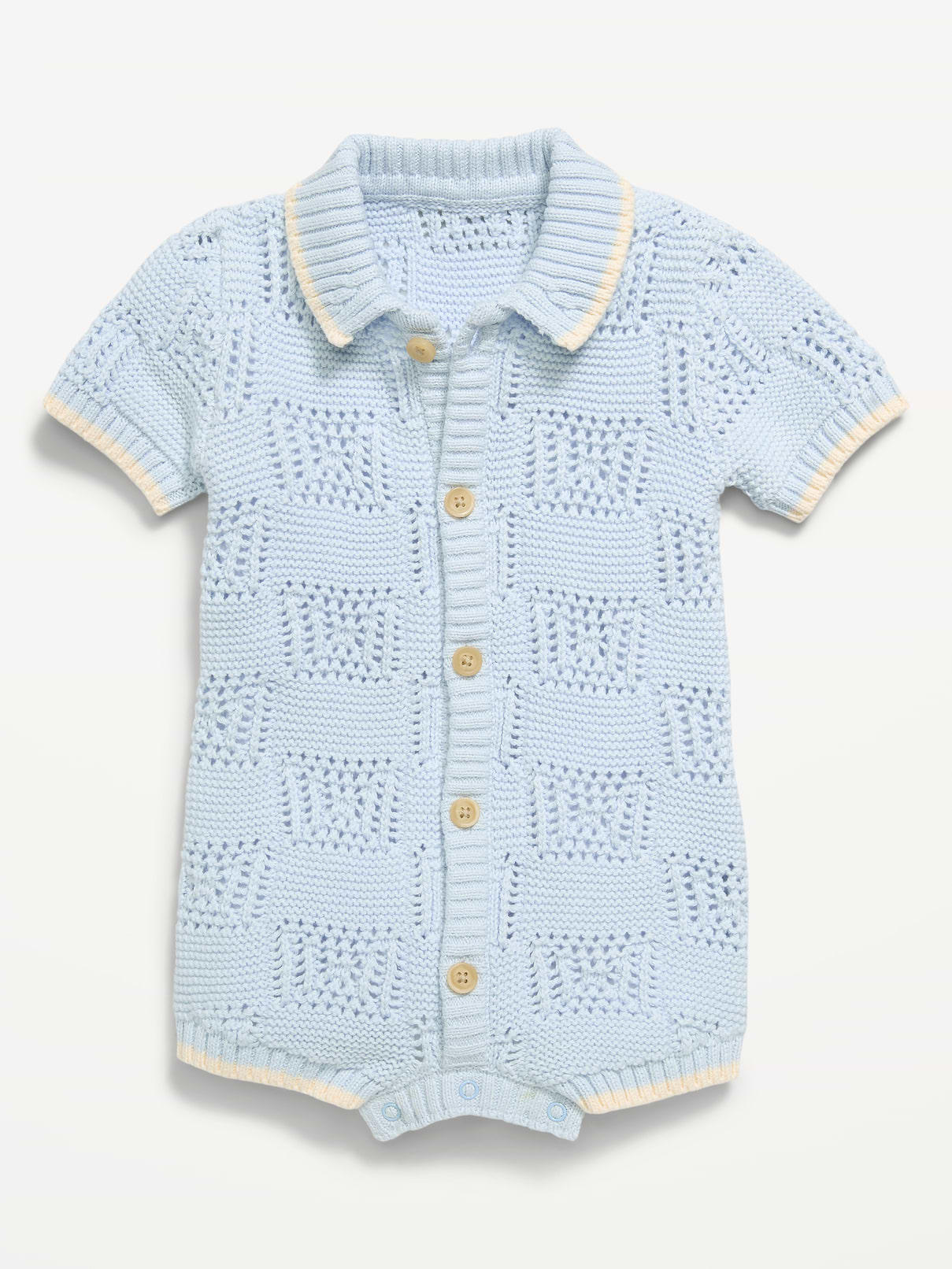 Image number 2 showing, Short-Sleeve Sweater-Knit One-Piece Romper for Baby