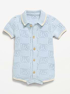 Image number 2 showing, Short-Sleeve Sweater-Knit One-Piece Romper for Baby