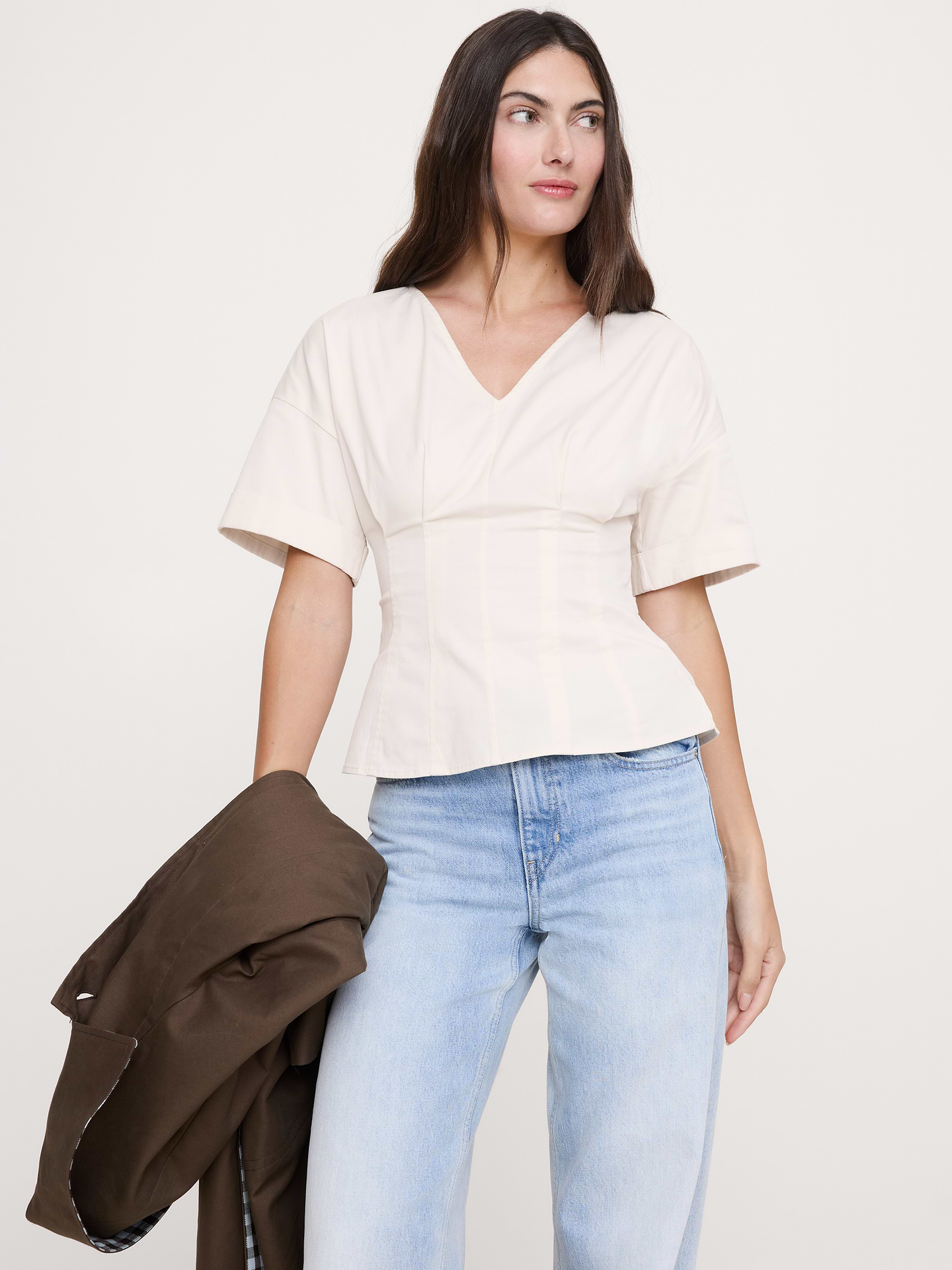 Image number 1 showing, Soft Cotton Fitted Waist Top