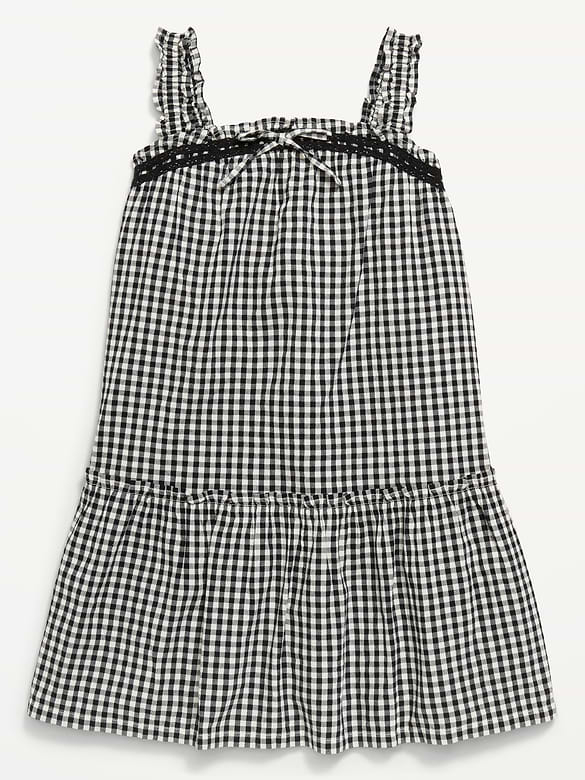 Printed Sleeveless Ruffled Swing Dress for Girls