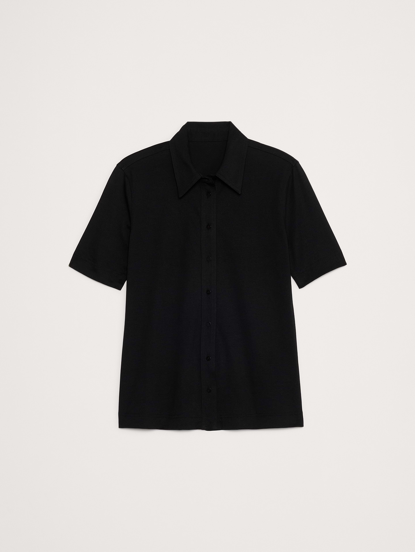 Image number 5 showing, Silky Cotton Short-Sleeve Button-Down Top