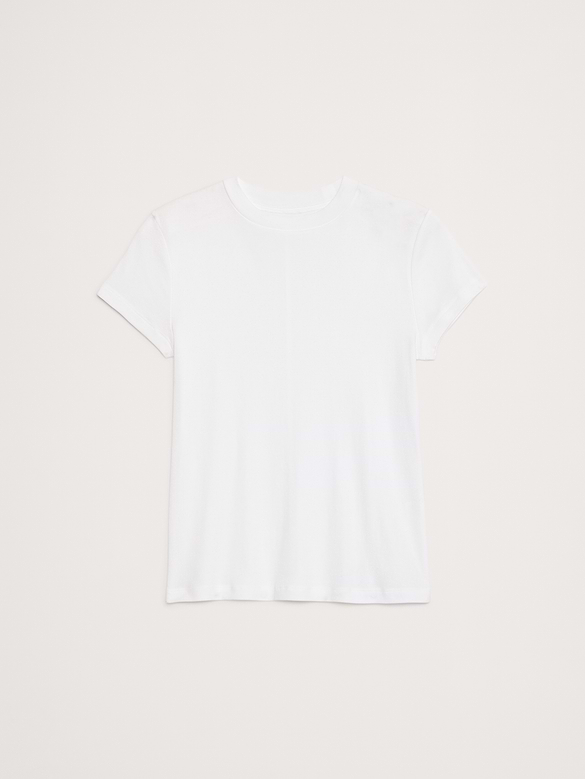 Airy Cotton Mock-Neck T-Shirt