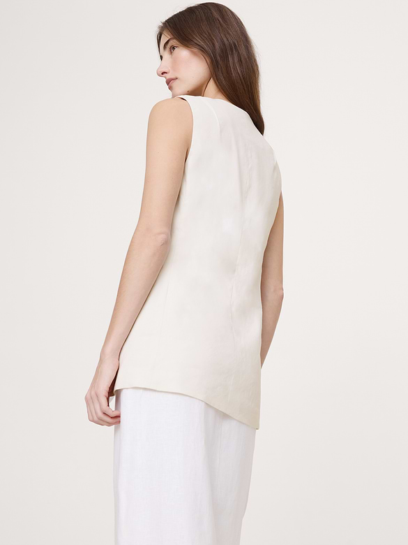 Stretch Linen-Viscose Long Vest