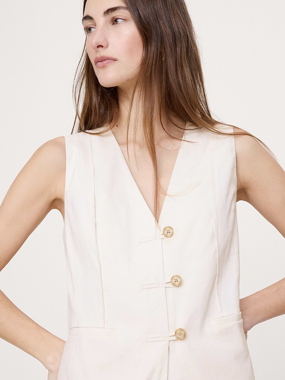 Stretch Linen-Viscose Long Vest
