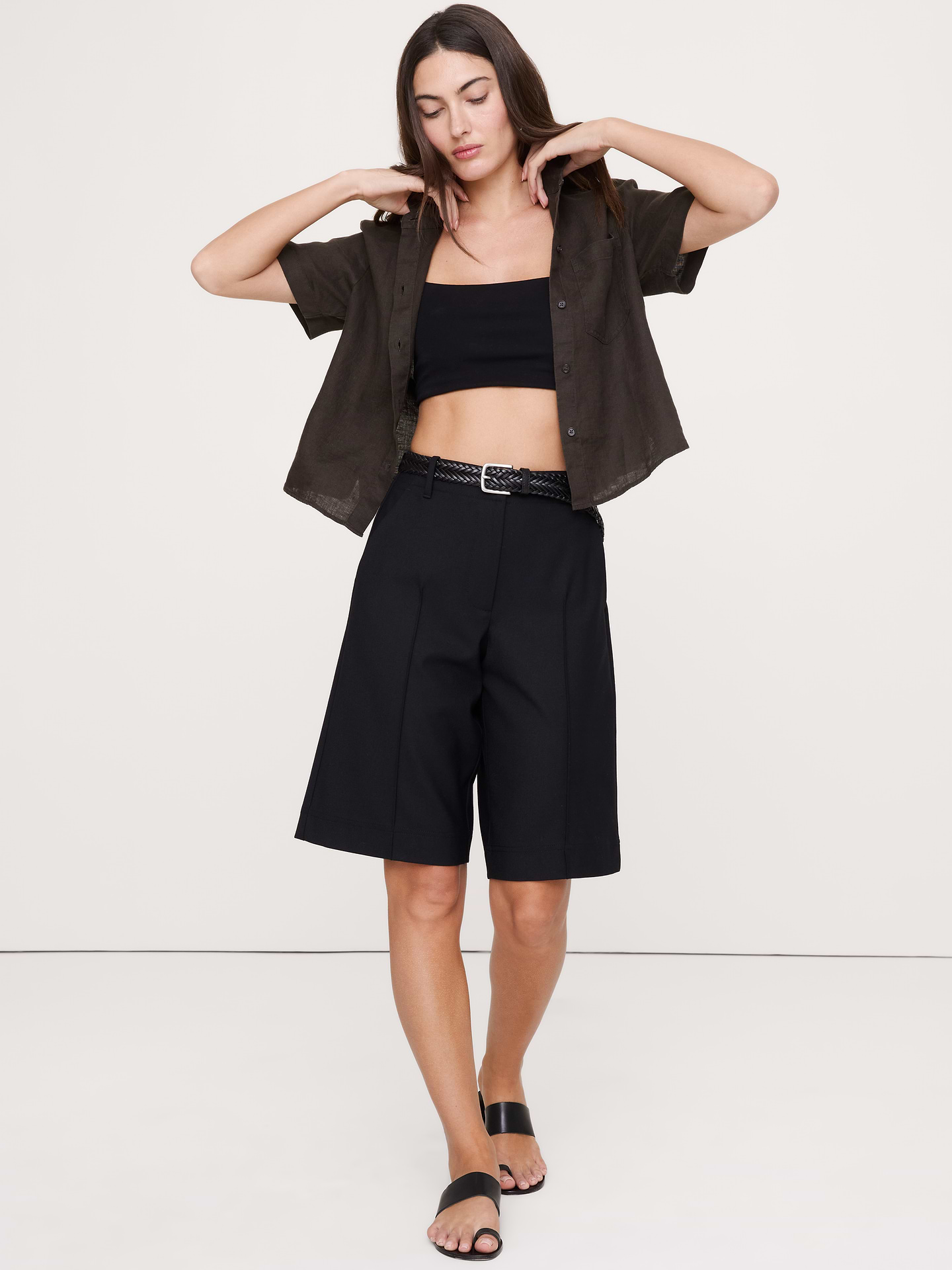 Image number 1 showing, The Boxy Crop Shirt in Linen