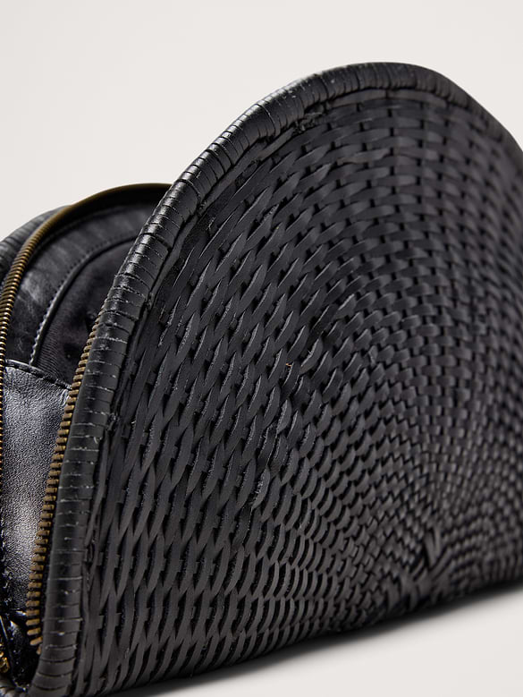 Perla Woven Leather Clutch by Bembien