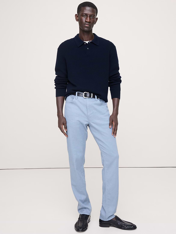 Pantalon Voyageur étroit en lin et coton