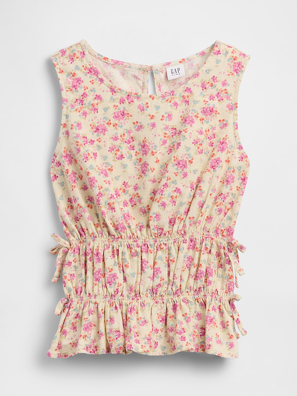 Kids Linen-Blend Bow Top