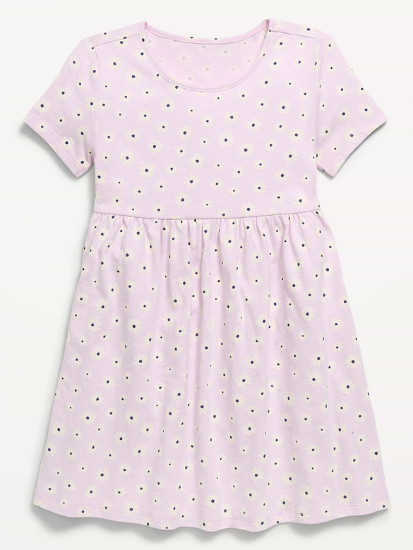 Printed Short-Sleeve Jersey-Knit Dress for Toddler Girls