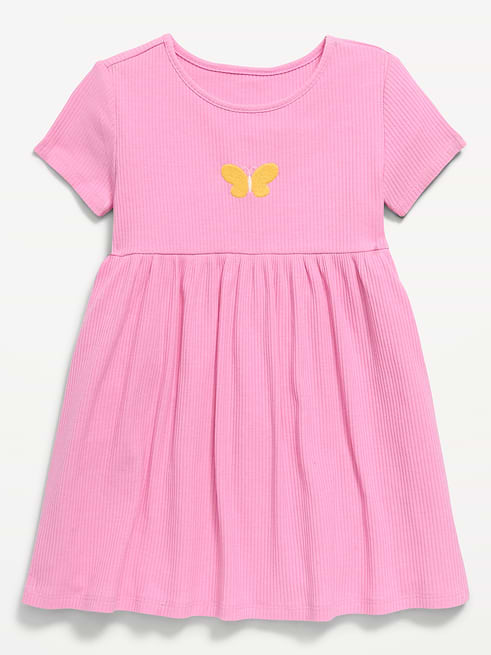 Short Short-Sleeve Ribbed Graphic Dress for Toddler Girls on clearance at Old Navy — 50% off