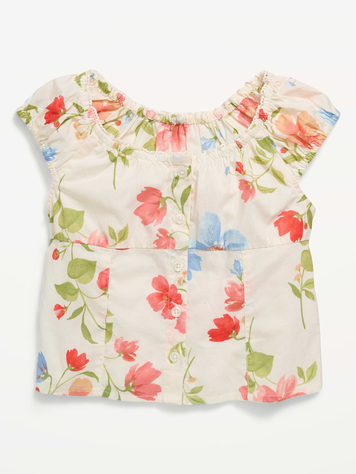 Image number 2 showing, Fitted Button-Front Poplin Top for Girls