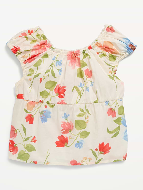 Fitted Button-Front Poplin Top for Girls