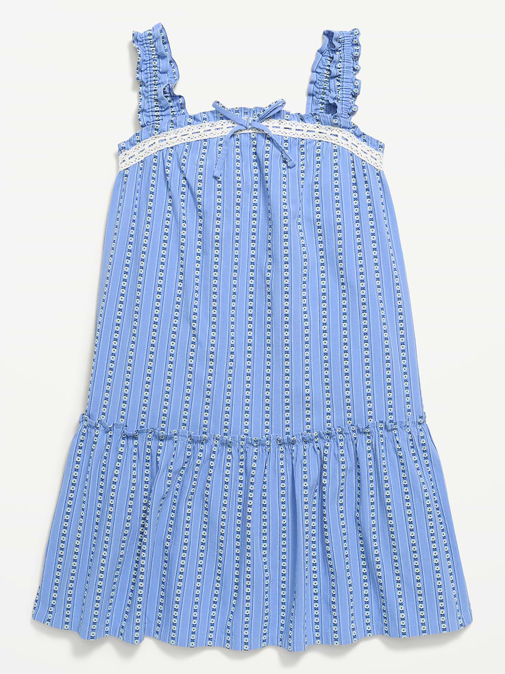 Image 3 of 3, Printed Sleeveless Ruffled Swing Dress for Girls