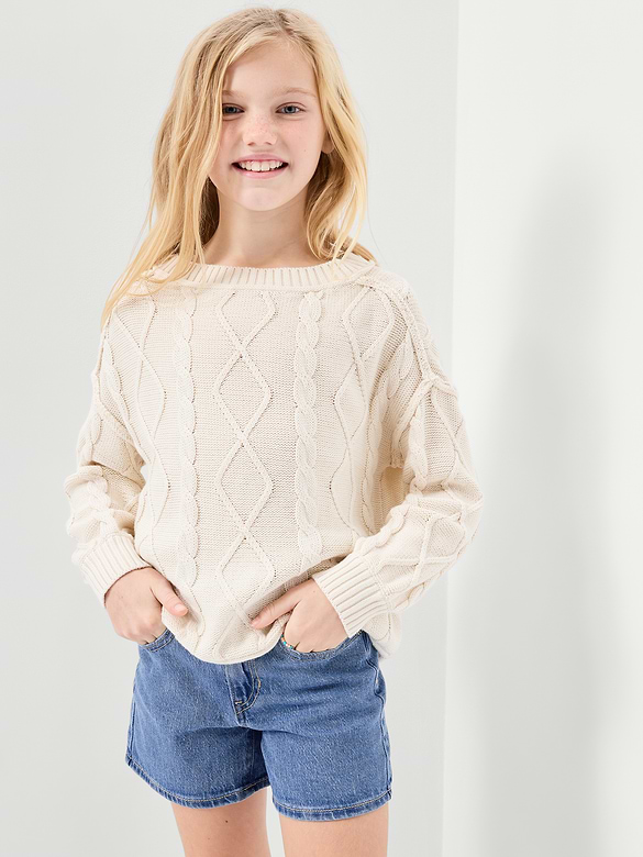 High-Waisted Jean Midi Shorts for Girls